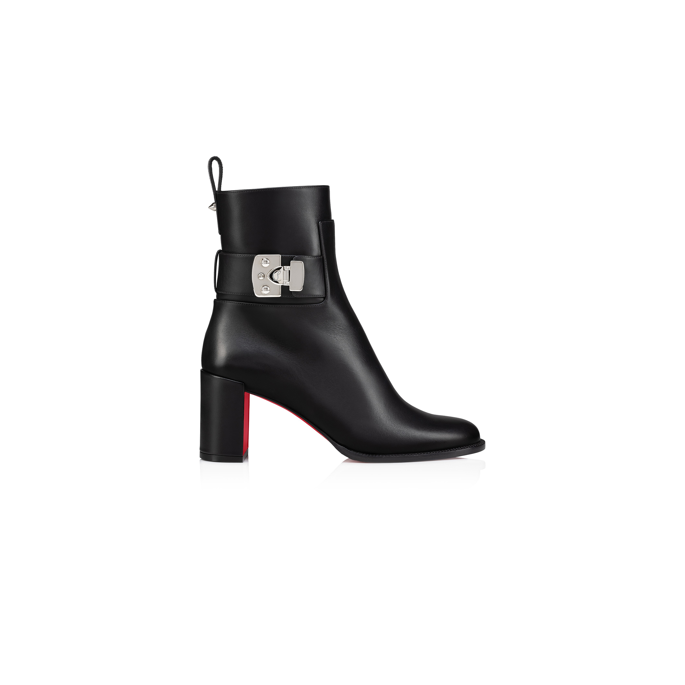 Ch**an louboutin booty lock 70 mm low boots-calf leather-black-women 1250114bk01